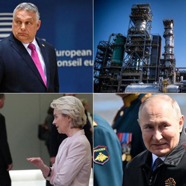 VIktor Orban (G-L); Olaf Scholz i Ursula von der Leyen (D-L); Vladimir Putin (D-D)