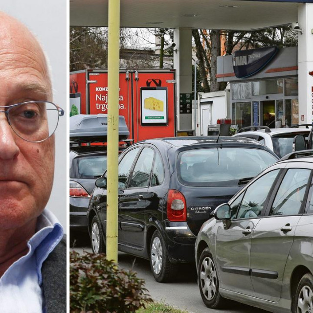 Davor Štern (lijevo), gužva na benzinskoj postaji