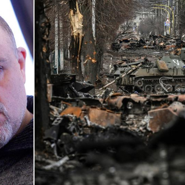 Igor Tabak i uništena ruska oklopna vozila i tenkovi u Buči