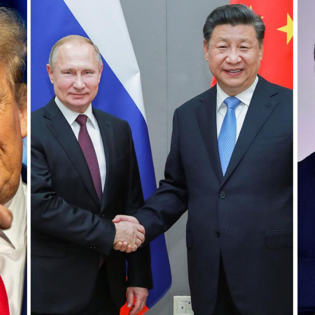 Donald Trump, Vladimir Putin i Xi Jinping, Emmanuel Macron