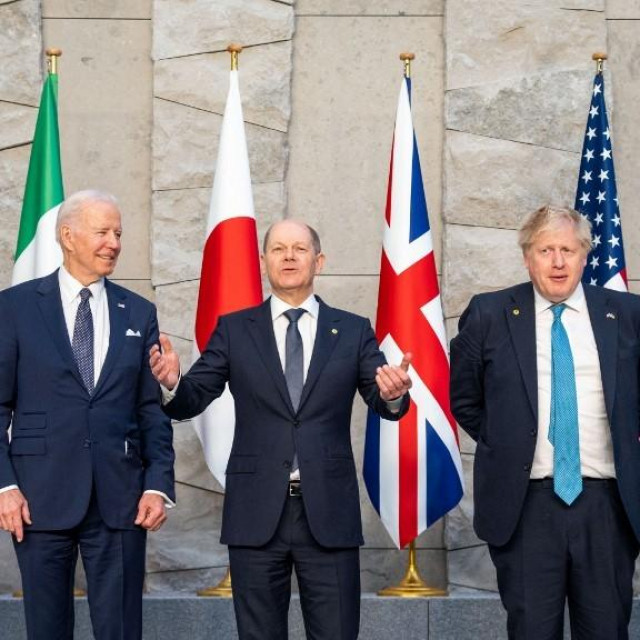 Justin Trudeau, Joe Biden, Olaf Scholz, Boris Johnson i Emmanuel Macron