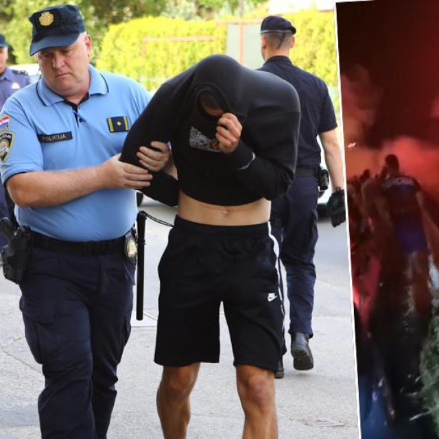 Ilustracija, privođenje navijača Hajduka i snimka nereda na autocesti