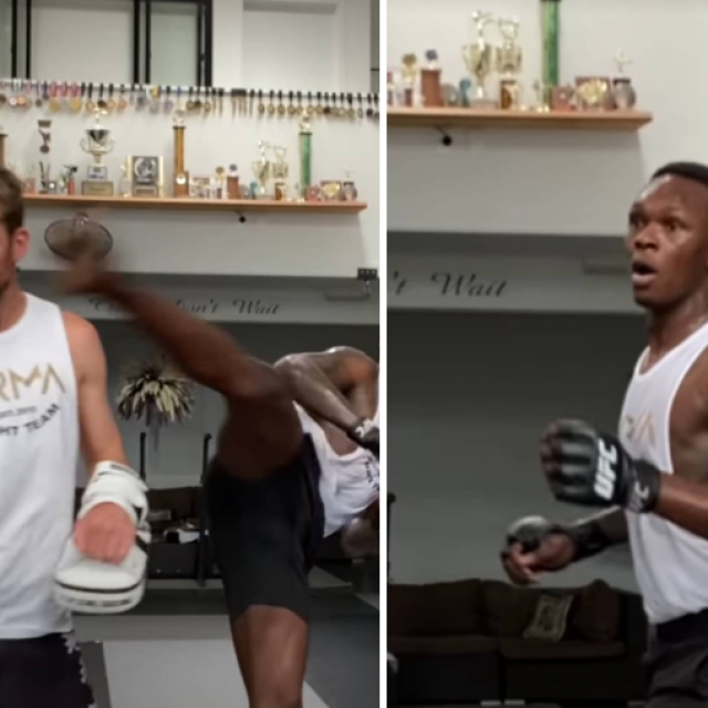 Israel Adesanya with coach