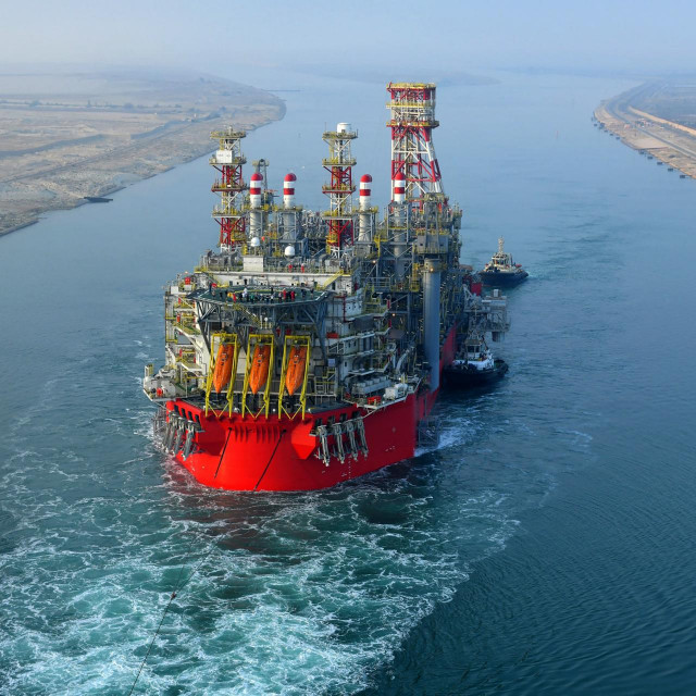 Pomorski objekt za proizvodnju, skladištenje i istovar (FPSO) plina koji ide prema obalama Izraela