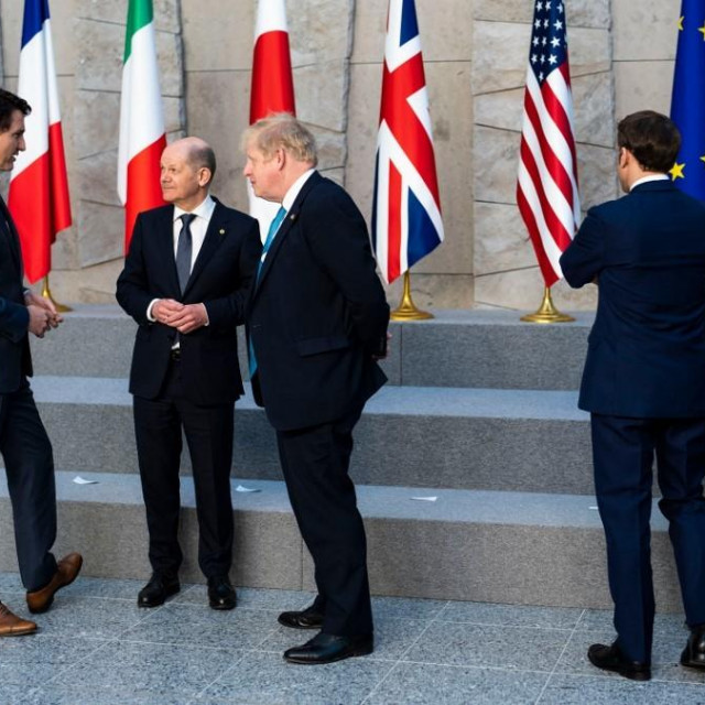 Olaf Scholz, Justin Trudeau, Boris Johnson, Emmanuel Macron, Mario Draghi