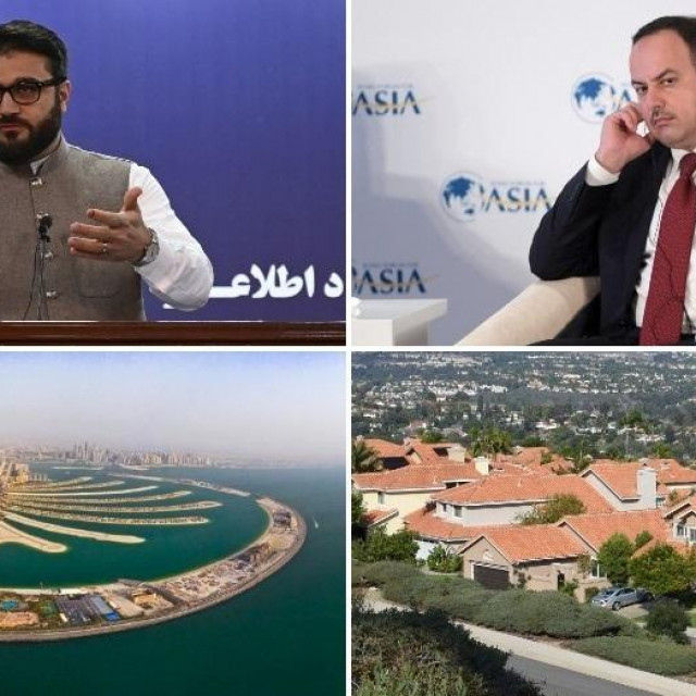 Hamdullah Mohib, bivši predsjednikov savjetnik za sigurnost (gore lijevo) Eklil Hakimi, bivši ministar financija (gore desno), The Palm u Dubaiju (dolje lijevo), Laguna Nigel u Kaliforniji (dolje desno)