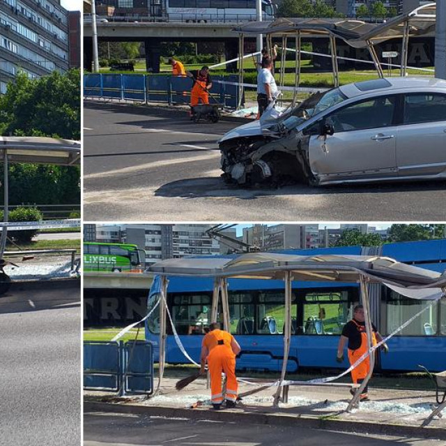 Prizor nesreće na Aveniji Marina Držića u Zagrebu