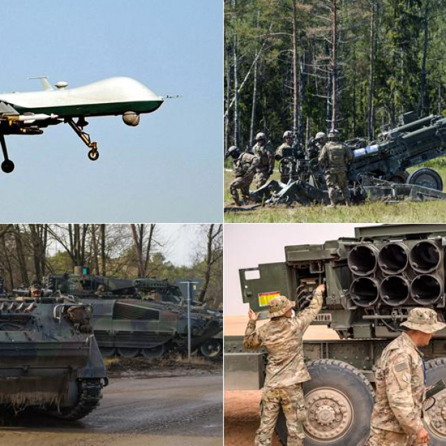Dron MQ-9 Reaper; haubica M777; oklopno vozilo Bundeswehr M113; raketni bacač HIMARS