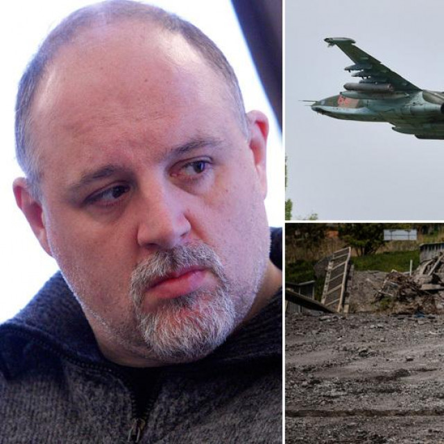 Igor Tabak; ruski borbeni avioni SU-25 u niskom letu; ukrajinski vojnik kod Harkiva