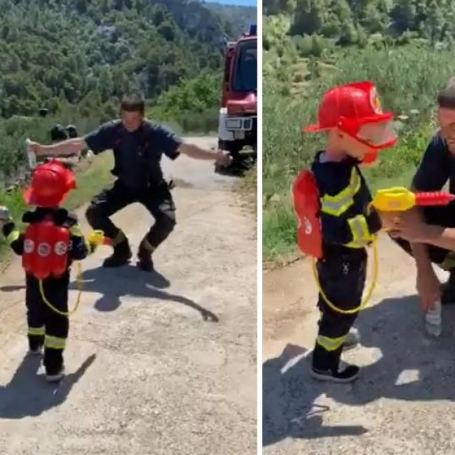 Susret vatrogasca sa sinčićem