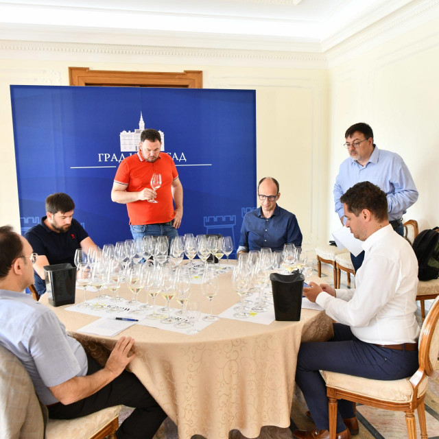 Scene s prvog izdanja međunarodnog natjecanja GROW posvećenog graševini. S lijeva na desno: Ivan Barbić MW, Mladen Dragojlović, Igor Luković, Saša Špiranec, Zoltán Győrffy, Dániel Ercsey