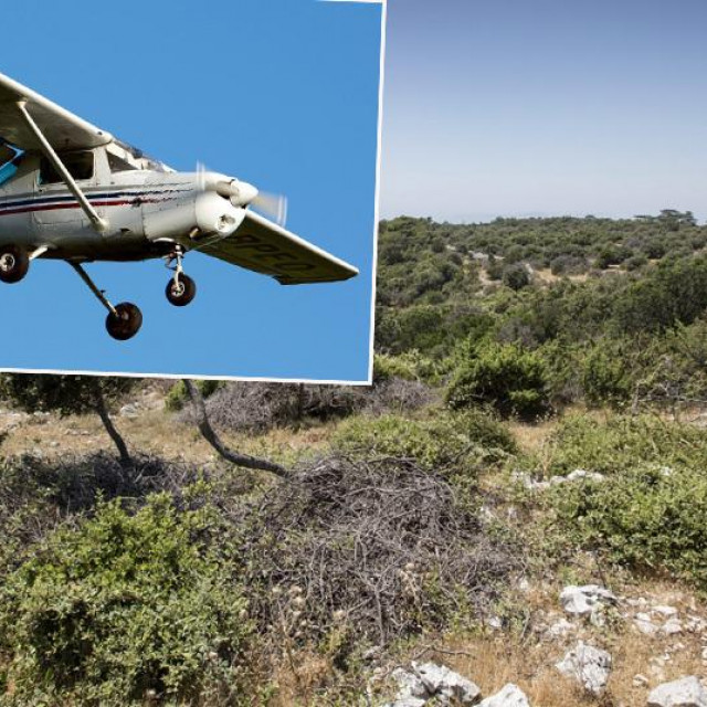 Prizor s otoka Brača i ilustracija aviona Cessna