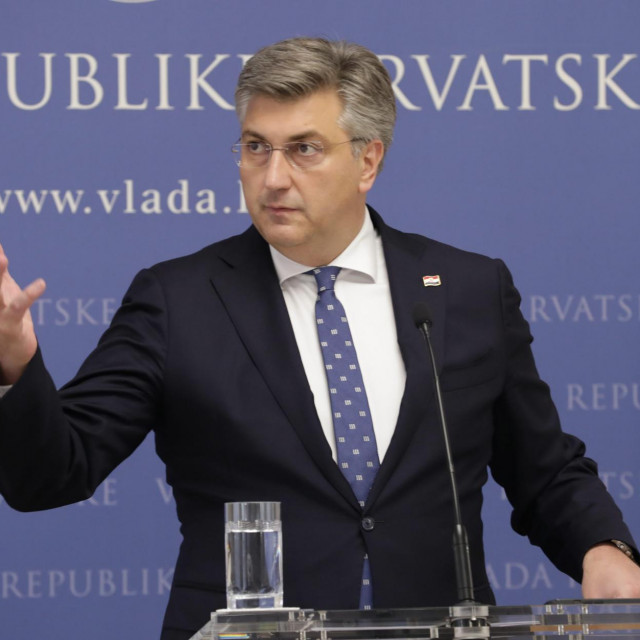 Zagreb, 060722.
Trg svetog Marka, Vlada RH.
Predsjednik Vlade Andrej Plenkovic odrzao je konferenciju za medije.