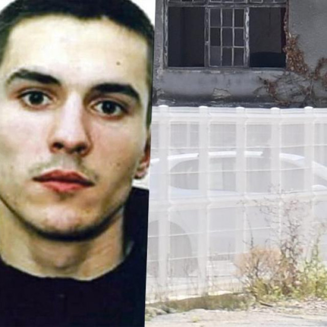 Radivoje Saša V. (lijevo) i pravosudni policajac koji preskače zid tijekom potjere