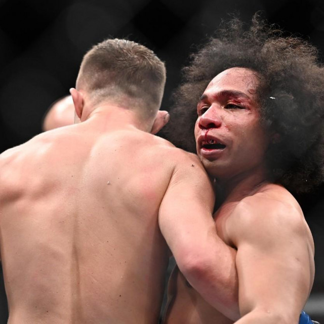Feb 23, 2019; Prague, Czech Republic; John Dodson (red gloves) greets Petr Yan (blue gloves) during UFC Fight Night at 02 Arena.,Image: 415554541, License: Rights-managed, Restrictions: *** World Rights ***, Model Release: no, Credit line: USA TODAY Network/ddp USA/Profimedia