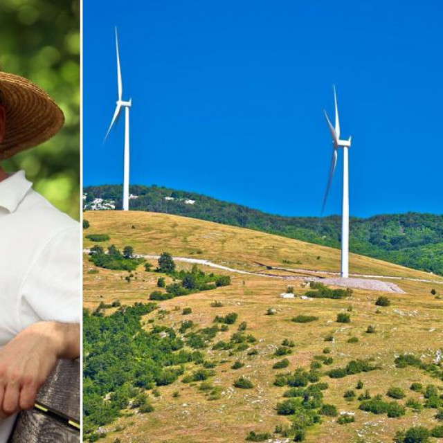 dr. Branko Grisogono iz Geofizičkog odsjeka PMF-a i ilustracija vjetroelektrana