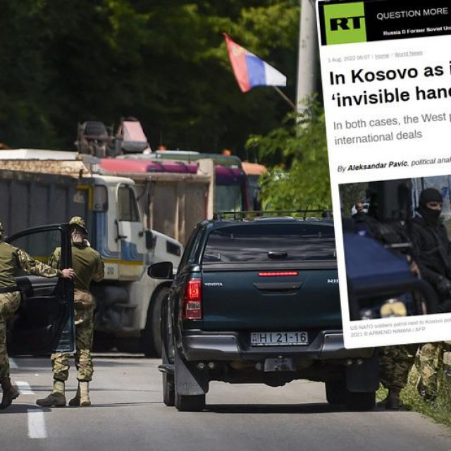 NATO vojnici ispred barikade na Kosovu