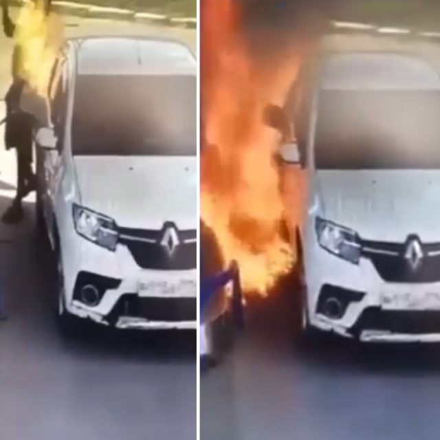 Muškarac je zapalio cigaretu na benzinskoj