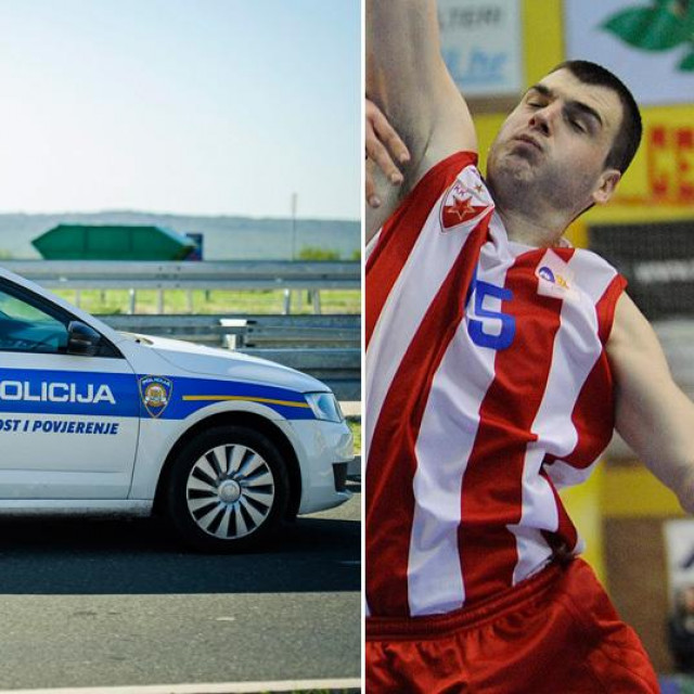 Ilustracija policijskog vozila i Sava Lešić (fotografija iz 2011.)