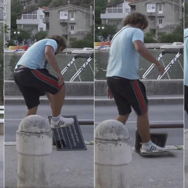 Nepoznati muškarac razbija dvojezičnu ploču Ananda Štambuka