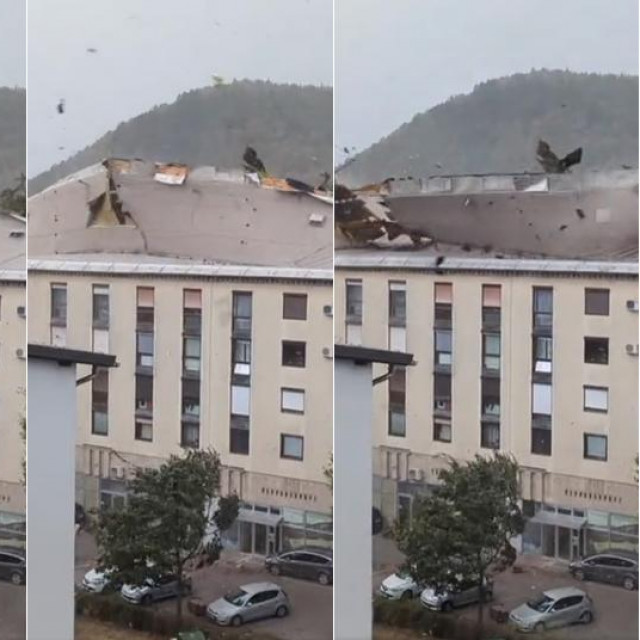 Olujni vjetar uništio je krov jedne zgrade u Kranju u Sloveniji
