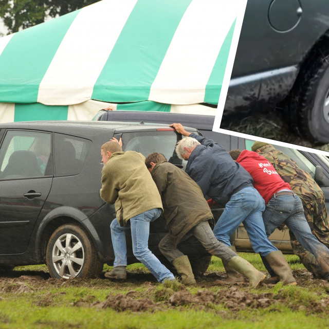 Auto zapeo u blatu (ilustracija)