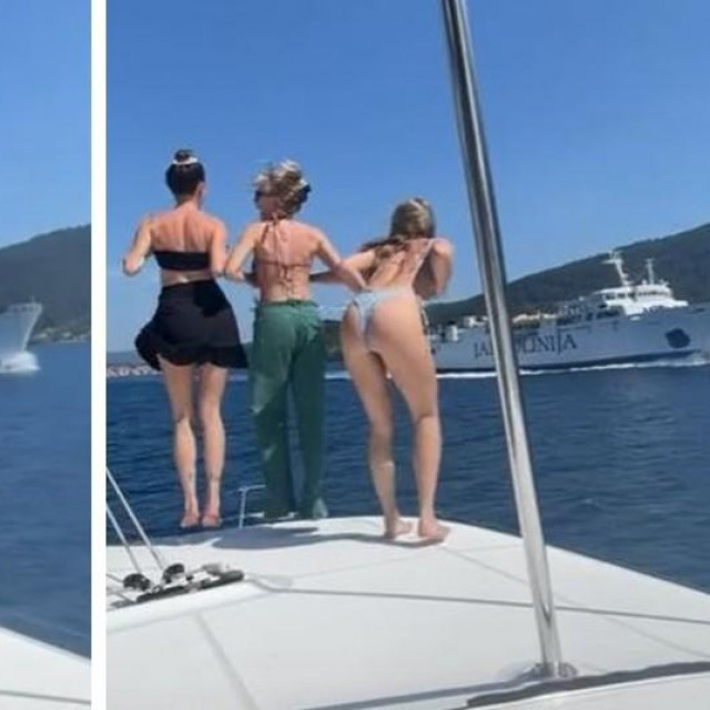 Djevojke pokazuju grudi trajektu Jadrolinije