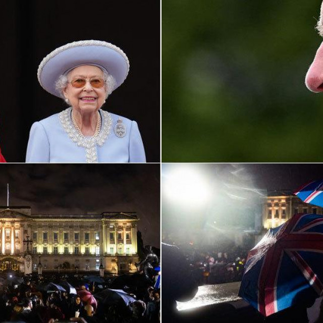 Charless i Elizabeta II.; okupljeni ljudi pred Buckinghamskom palačom