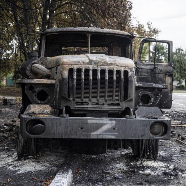 Uništeno rusko vojno vozilo u Balakliji