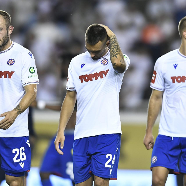 Gergo Lovrencsics, Dino Mikanović i Jan Mlakar (kadar s utakmice Hajduk - Villarreal)
