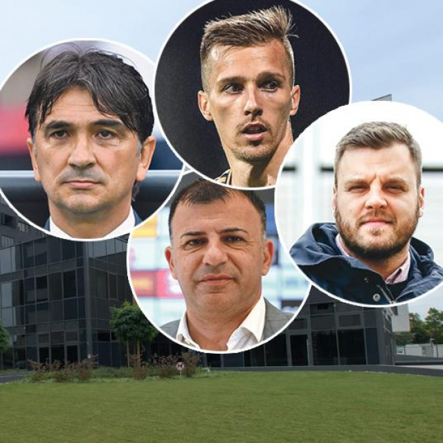 U krugovima (u smjeru kazaljke na satu): Zlatko Dalić, Mislav Oršić, Marko Šapit i Igor Angelovski