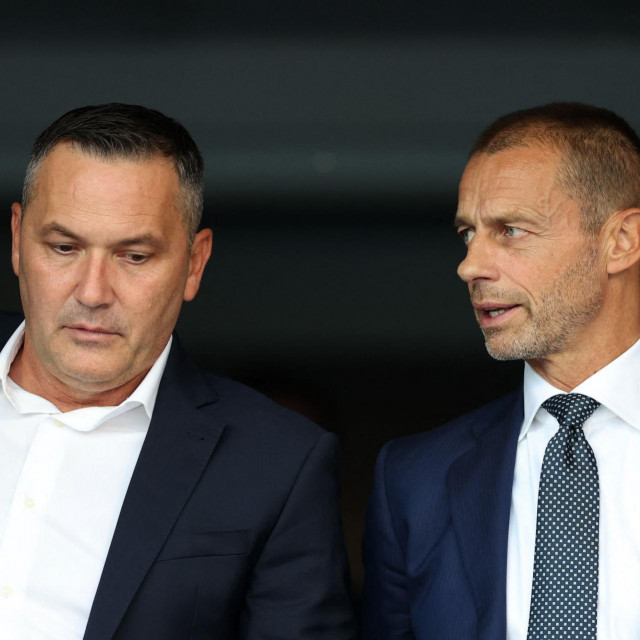 Predsjednik UEFA-e Aleksander Čeferin i predsjednik HNS-a Marijan Kustić