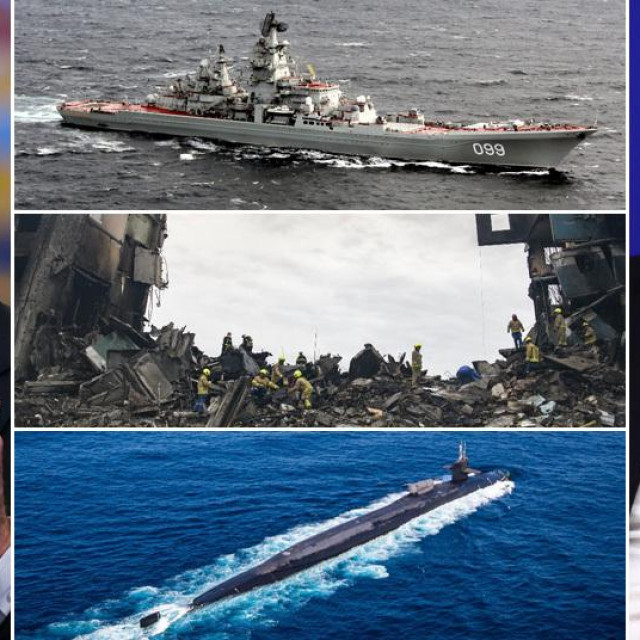 Joe Biden; ruska nuklearna krstarica ‘Petar Veliki‘, prizor iz rata u Ukrajini, američka balistička nuklearna podmornica klase Ohio; Vladimir Putin