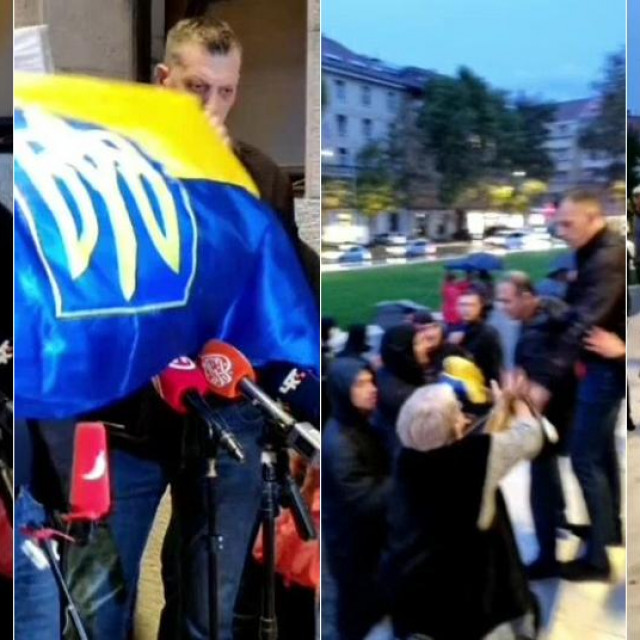Prizori s prosvjeda na Trgu žrtava fašizma koji se održao u petak