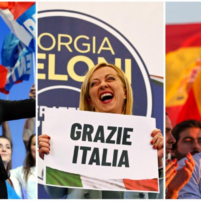 Marine Le Pen/ Giorgia Meloni/ Santiago Abascal