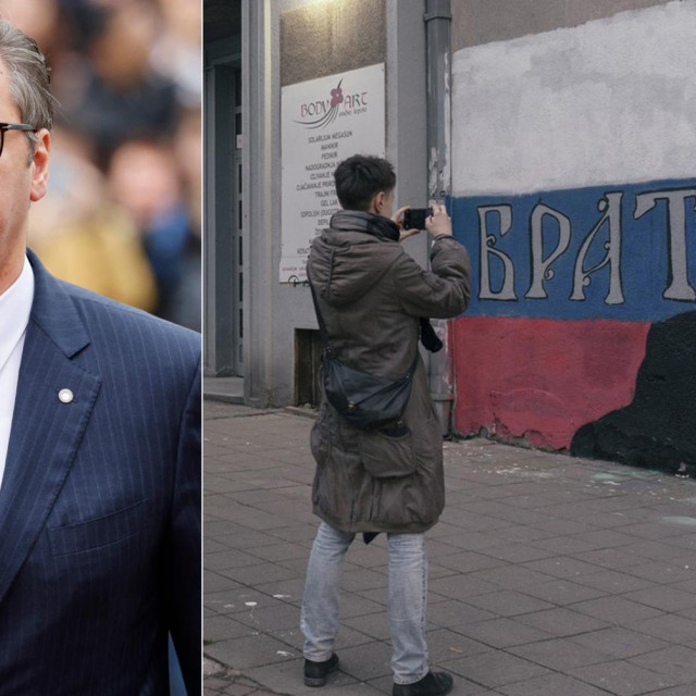 Aleksandar Vučić i grafit u centru Beograda