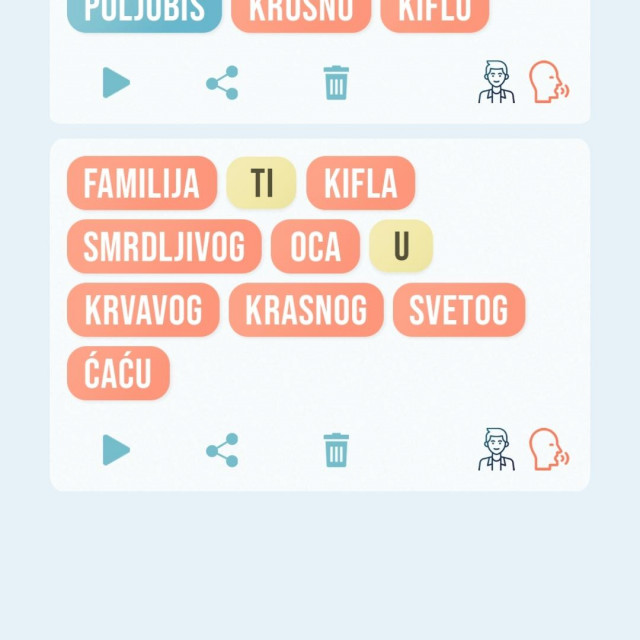 Spremljene rečenice u aplikaciji