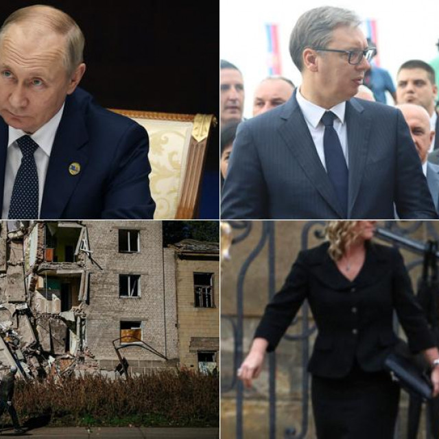 Vladimir Putin; Aleksandar Vučić i Milorad Dodik; razaranje u Bahmutu; Maia Sandu
