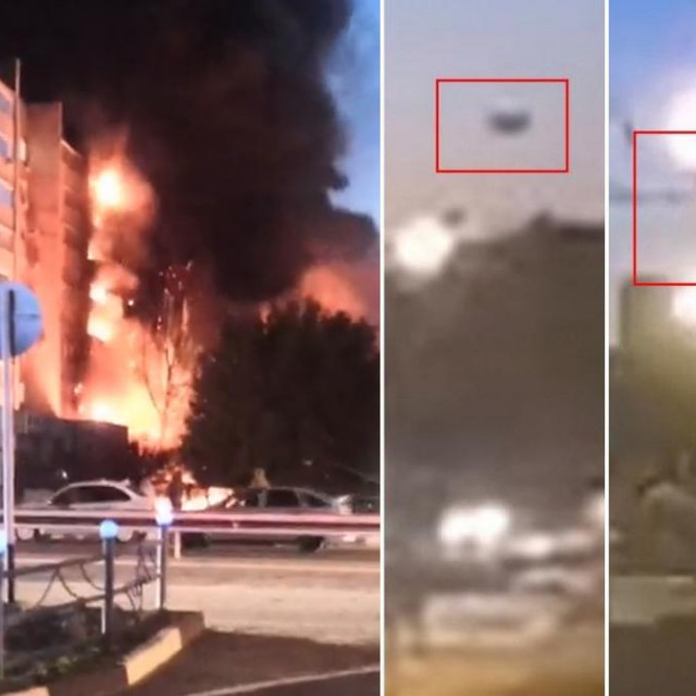 Zgrada na koju je pao Su-34 i trenutak udara aviona na zgradu