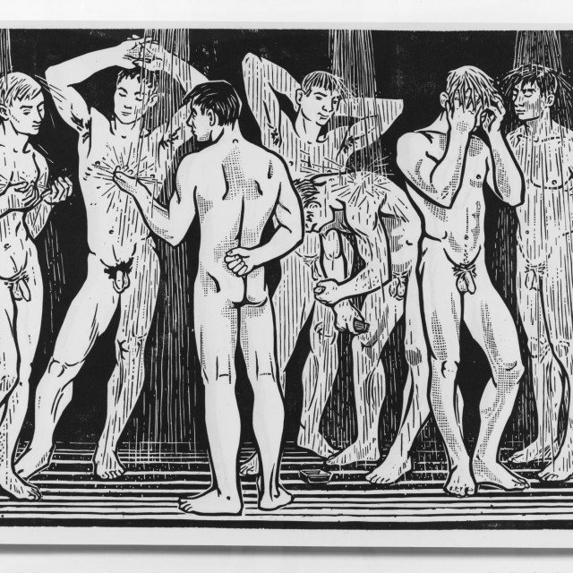 Jürgen Wittdorf: Unter der Dusche, 1964., drvorez, 66x45cm

 