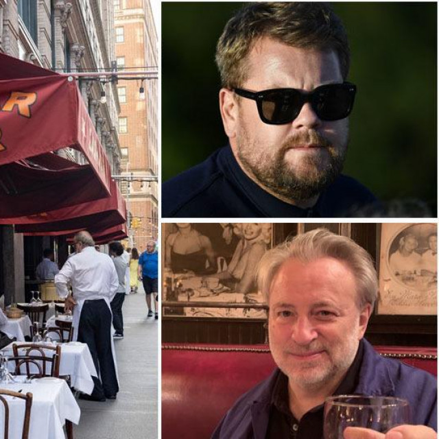 James Corden (gore), Keith McNally (dolje) i restoran Balthazar