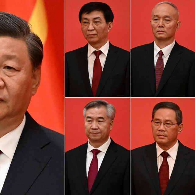 Xi Jinping, Wang Huning, Cai Qi, Zhao Leji, Li Xi, Li Qiang i Ding Xuexiang