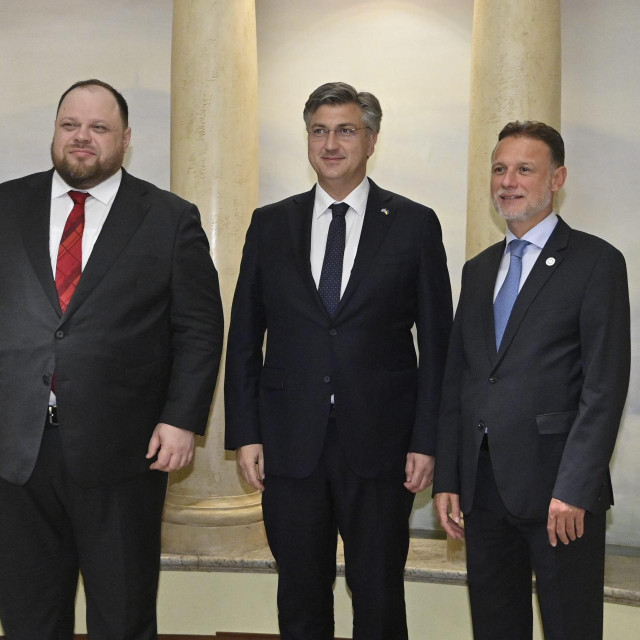 Ruslan Stefančuk, Andrej Plenković i Gordan Jandroković
