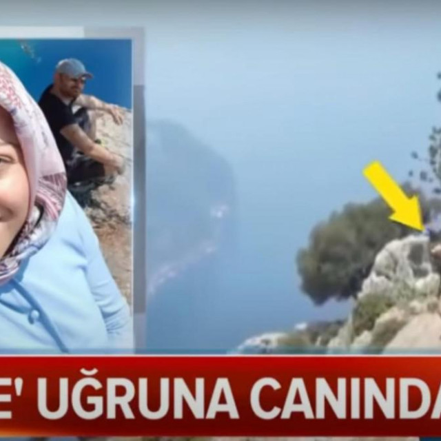 Snimka Semre Aysal na litici prije nego što je gurnuta