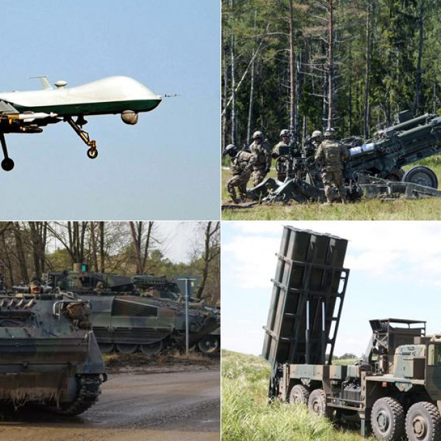 Dron MQ-9 Reaper; haubica M777; oklopno vozilo Bundeswehr M113; raketni bacač HIMARS