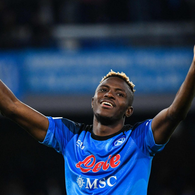 Victor Osimhenium in Naples. (Photo by Tiziana FABI/AFP)