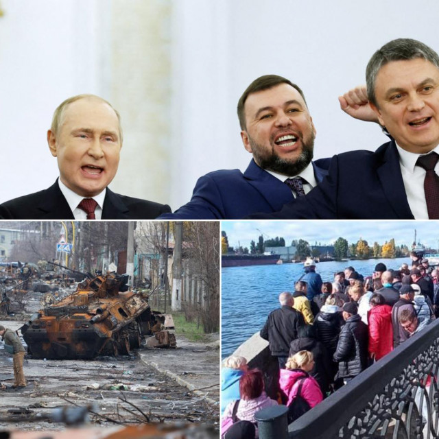 Vladimir Putin s čelnicima anektiranih regija, evakuacija iz Hersona