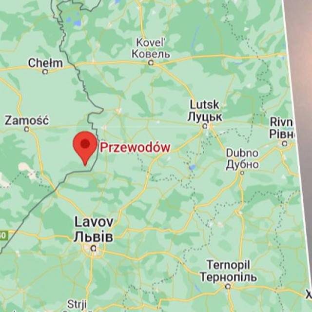 Mjesto Przewodow na karti i ilustracija ruskog projektila