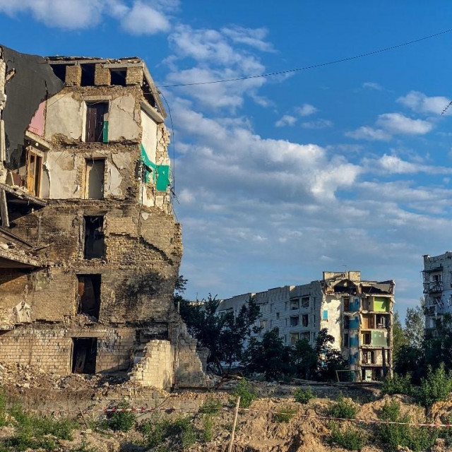 Uništene zgrade u Borodjanki, sjeverozapadno od Kijeva