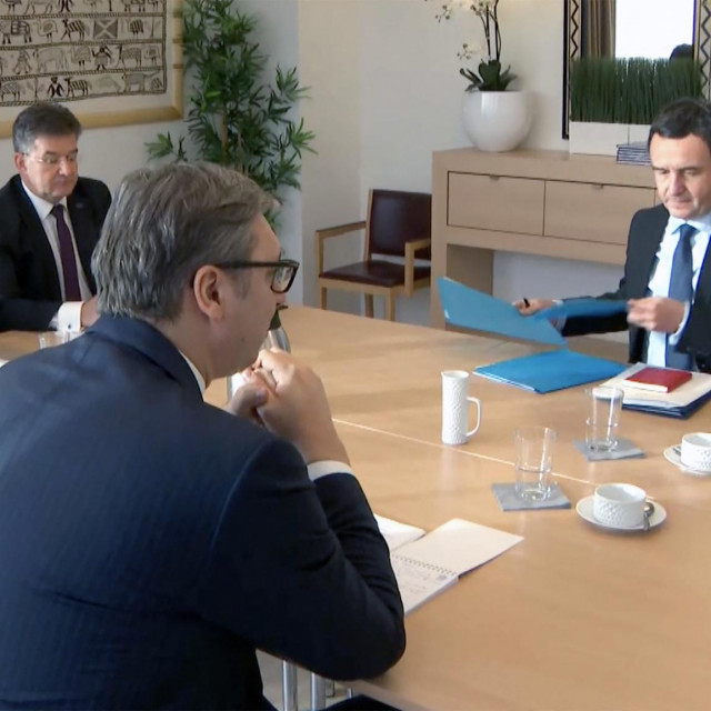 Aleksandar Vučić, Albin Kurti, Josep Borrell i Miroslav Lajčak